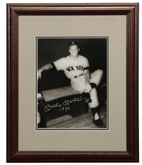 Mickey Mantle Signed & Inscribed "1956" Photo In Frame Display 72/353